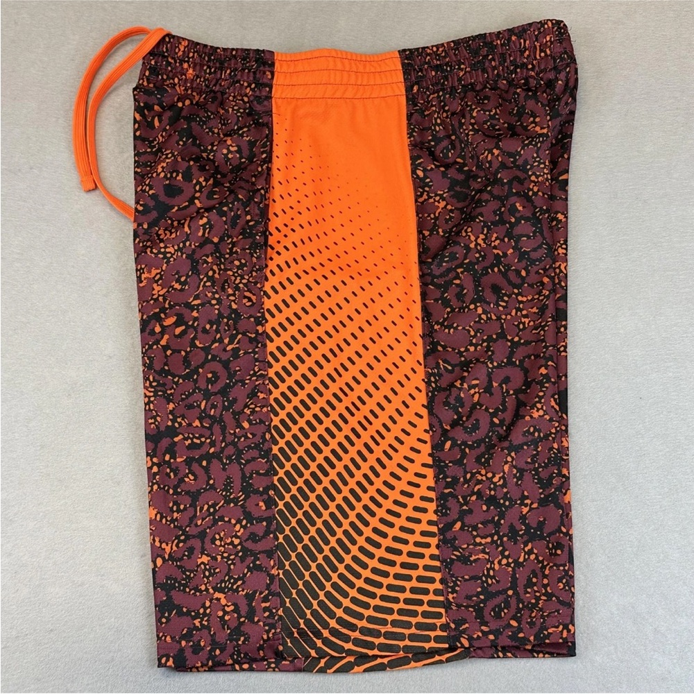 Old Navy Active Shorts Mens Medium Burgundy Orange Go-Dry Athletic Print Gym